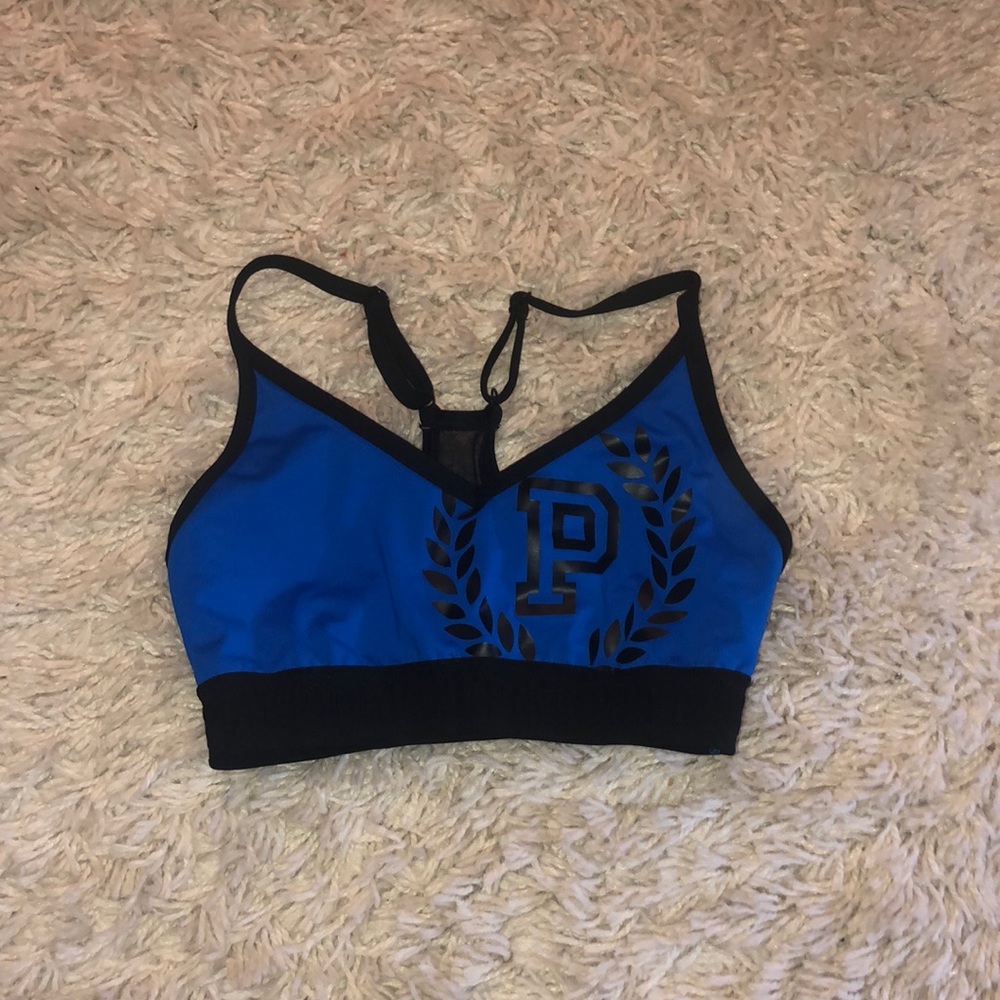 pink royal blue sports bra size small